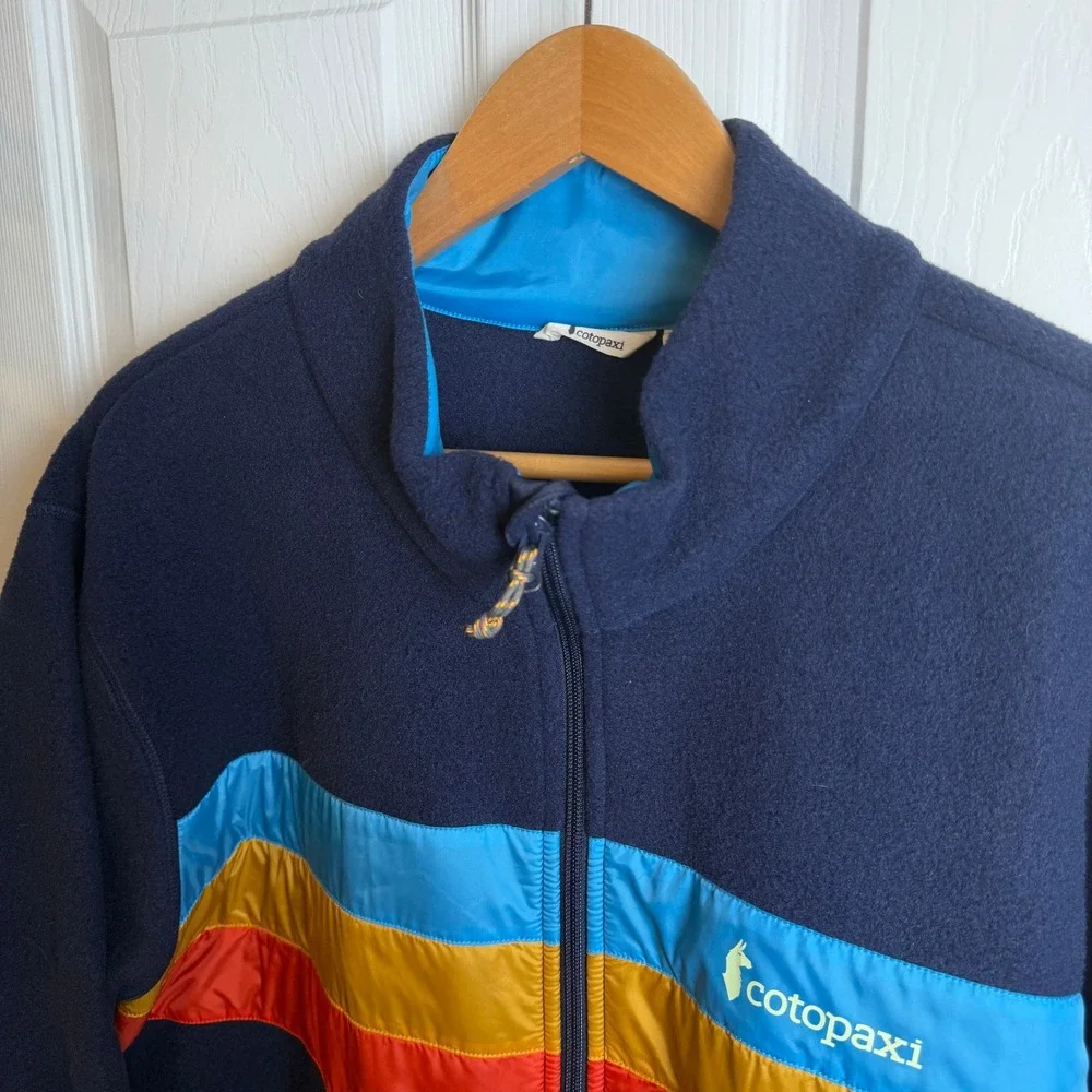 Cotopaxi Men Teca Fleece Full Zip Jacket 3X Blue Retro Stripe Hike Outdoor‎ Gorp